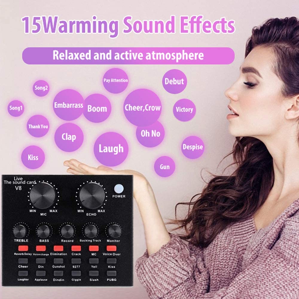 ALPOWL Podcast Equipment Bundle, Audio Interface with All in One Live Sound Card and Condenser Microphone, Perfect for Recording, Broadcasting, Live Streaming (Gold)