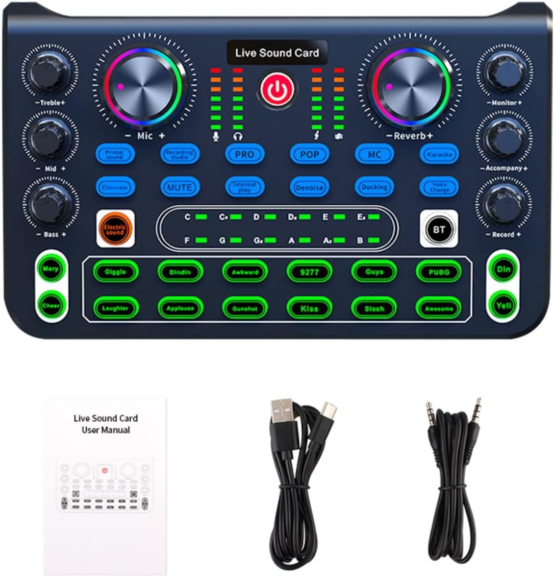 X60 Podcast Recording Equipment with Podcast Mixer,Voice Changer for Voice Chat and Cool Lights,Sound Card,DJ Audio Mixer Interface for Live Streaming Brand: SIBORIE