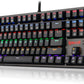 Redragon K576R DAKSA Mechanical Gaming Keyboard Wired USB LED Rainbow Backlit Compact Mechanical Gamers Keyboard 87 Keys for PC Computer Laptop Blue Switches (Black)
