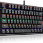 Redragon K576R DAKSA Mechanical Gaming Keyboard Wired USB LED Rainbow Backlit Compact Mechanical Gamers Keyboard 87 Keys for PC Computer Laptop Blue Switches (Black)
