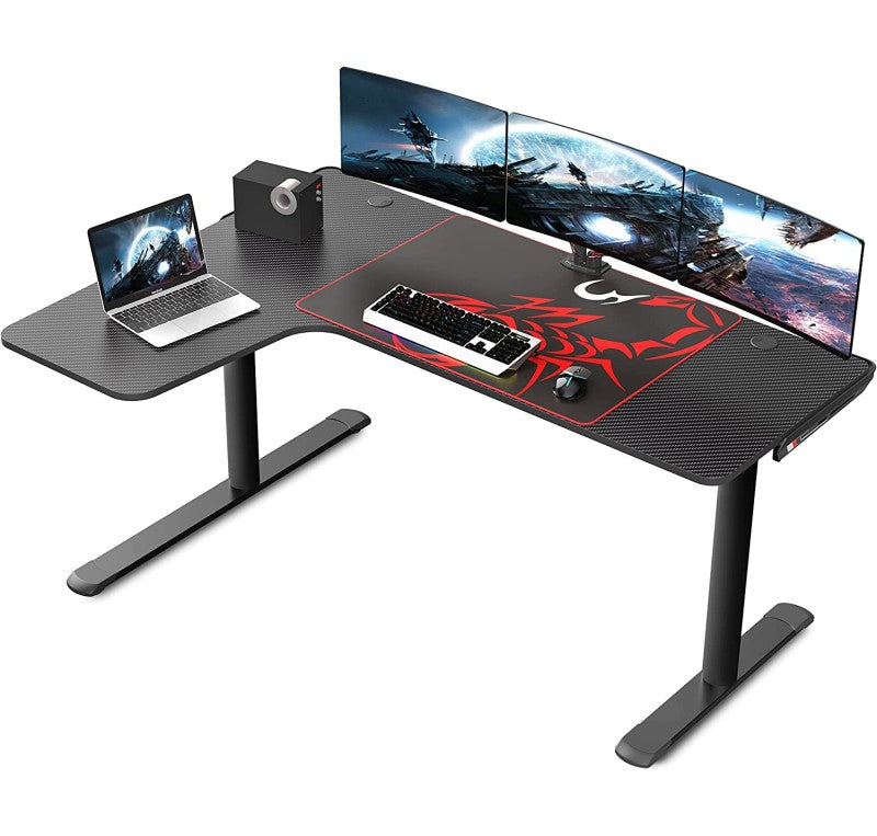 EUREKA ERGONOMIC L SHAPED GAMING DESK, 60 INCH L60 HOME OFFICE CORNER PC COMPUTER GAMER TABLE LARGE WRITING WORKSTATION GIFTS W MOUSE PAD CABLE MANAGEMENT, SPACE SAVING, EASY TO ASSEMBLE, LEFT, BLACK ERK-L60L-B