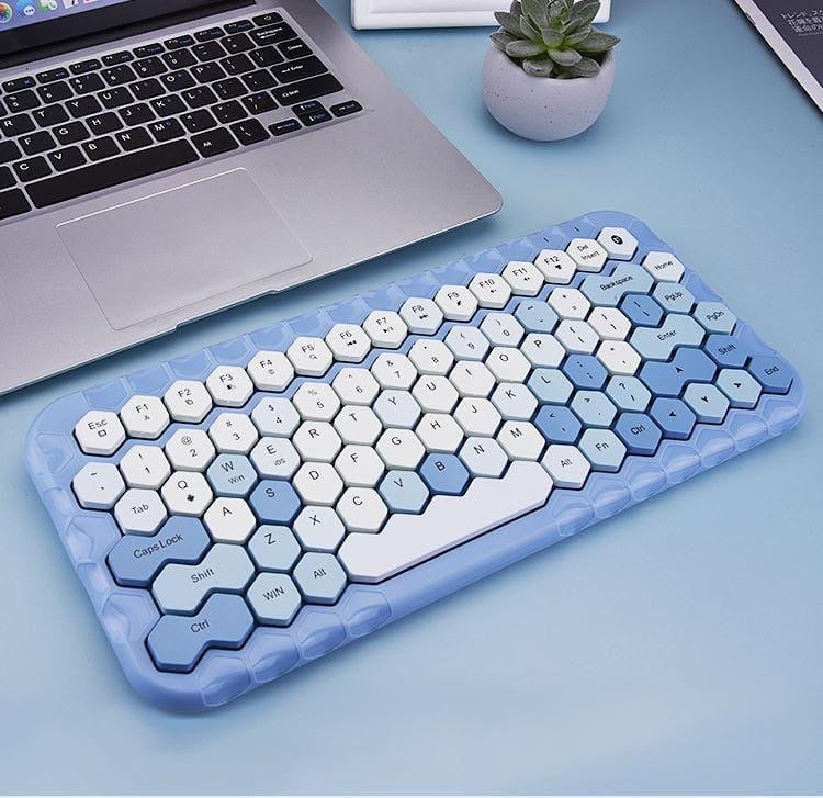 Mofii honey BT Wireless BT Keyboard Mixed Color 83 Key Mini Portable  Keyboard for Phone/Tablet/Laptop Blue