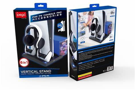 iPega 6 in 1 Game Vertical Stand Multifunctional Cooling Fan Charging Base For PS5