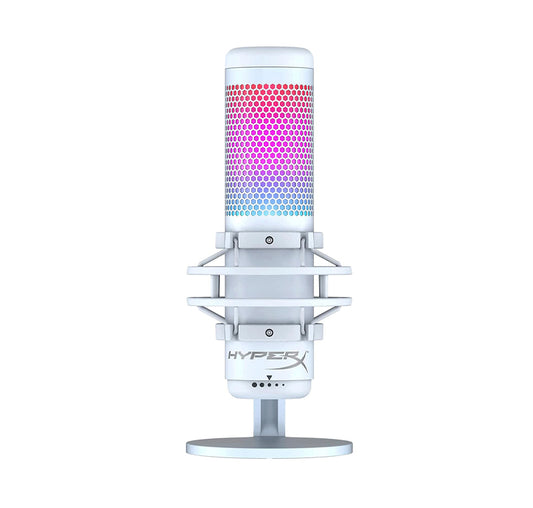 HYPERX QUADCAST S – RGB USB CONDENSER MICROPHONE FOR PC, PS5, MAC, ANTI-VIBRATION SHOCK MOUNT, 4 POLAR PATTERNS, POP FILTER, GAIN CONTROL, GAMING, STREAMING, PODCASTS, TWITCH, YOUTUBE, DISCORD – WHITE