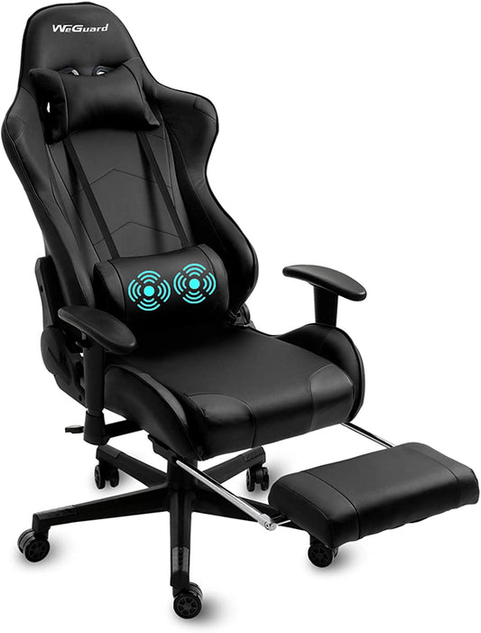 WeGuard Massage Gaming Chair Racing Office Computer Game-Black - Games Corner