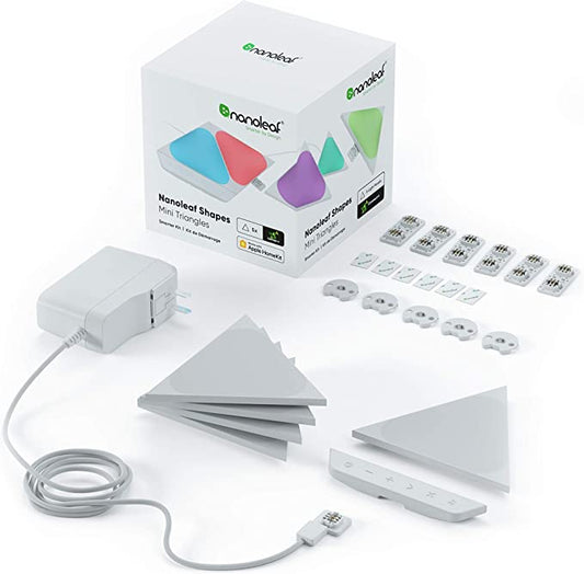 Nanoleaf Shapes Triangles Mini Starter Kit - 5 Pack, Assorted (NL48-5005TW-5PK) - Games Corner