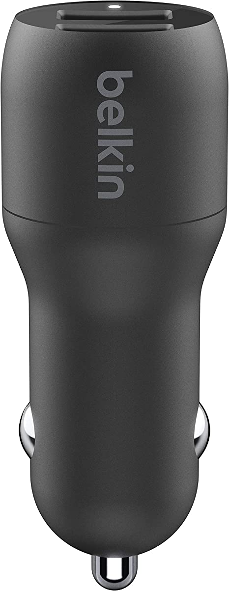 Belkin Dual USB Car Charger 24W + Lightning Cable (Boost Charge Dual Port Car Charger, 2-Port USB Car Charger) - Games Corner