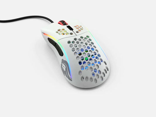 Glorious Gaming Mouse - Glorious Model D- Honeycomb Mouse - Superlight RGB PC Mouse - 61 g - Matte White Wired Mouse - Games Corner