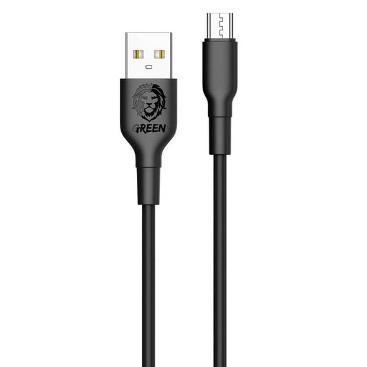 Green Charging Cable, PVC USB-A to Micro USB Cable 2A - Games Corner