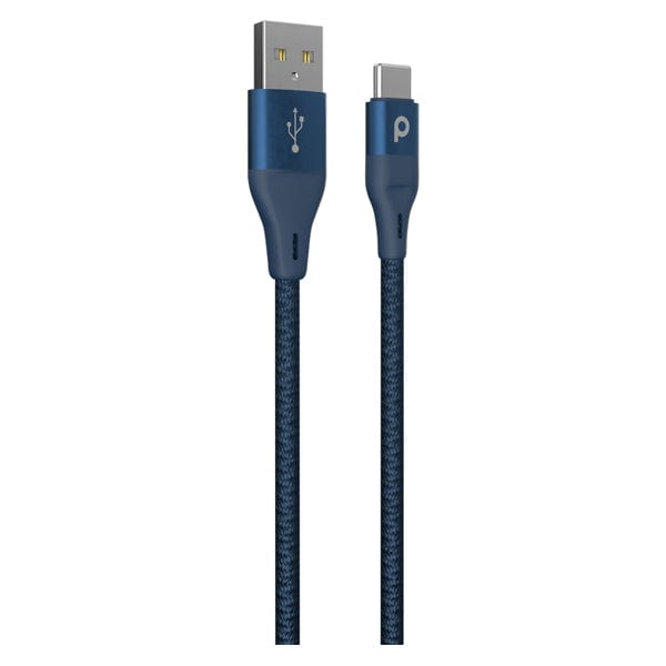Porodo Aluminum Braided Type-C Cable 1.2M 3A, Blue – PD-ACBR12-BU - Games Corner