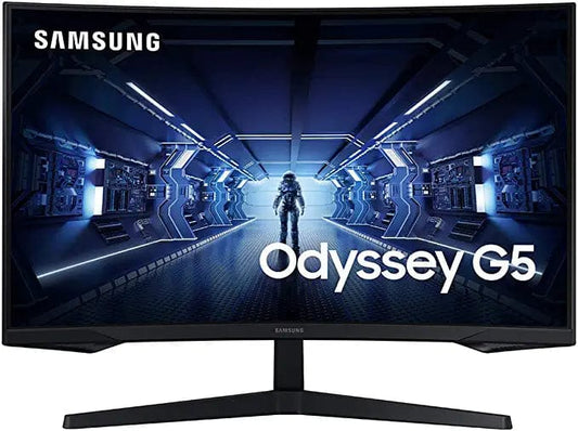 SAMSUNG 32” Odyssey G5 Gaming Monitor, WQHD (2560x1440), 144Hz, Curved, 1ms, HDMI, Display Port, AMD FreeSync Premium, HDR10, LC32G55TQWNXZA, Black - Games Corner