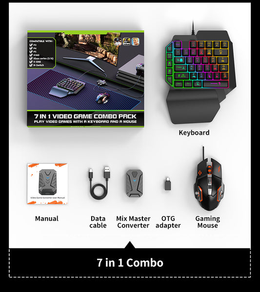 MIX master Gaming Keyboard Mouse Converter Set, RGB Mouse & Keyboard Combo Pack for PS3 / PS4 / PS5 / Xbox One / Nintendo Switch - Games Corner